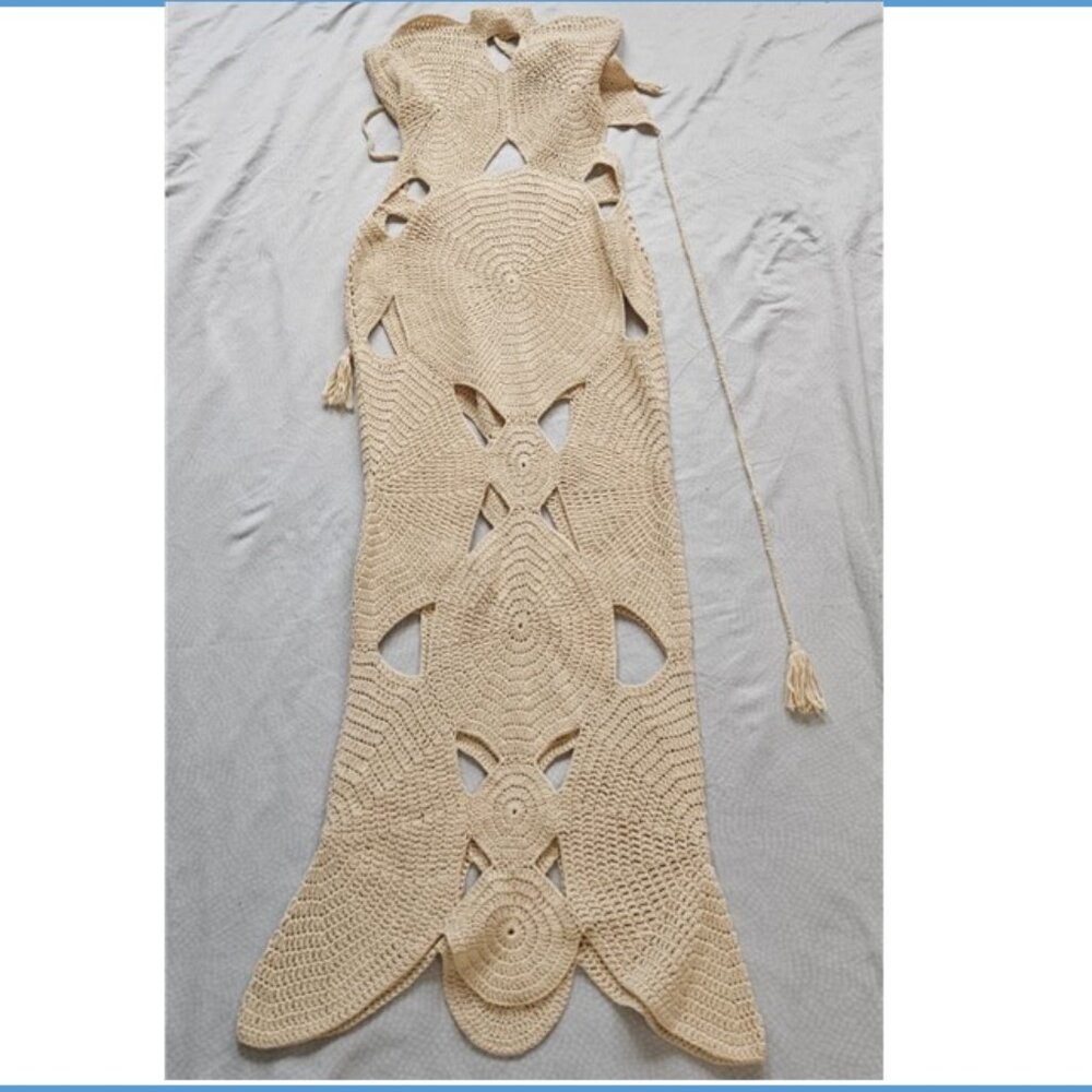 Beach Dress, No 1, S, Beige Crochet